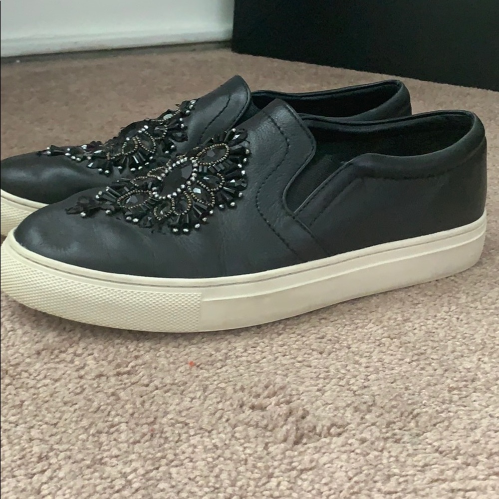 Black leather sneakers